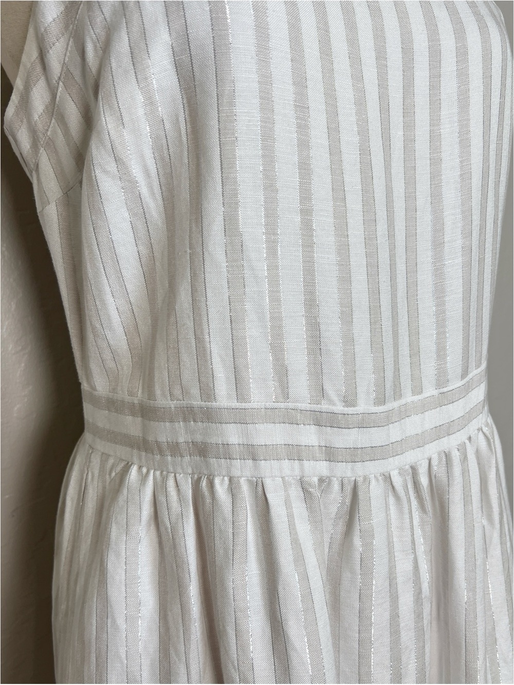 LOFT White and Light Gray Striped Maxi Dress - Picture 7 of 12